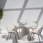 Bettina Off White Microconcrete Irregular Top Dining Table