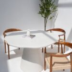 Bettina Off White Microconcrete Irregular Top Dining Table