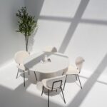 Bettina Off White Microconcrete Irregular Top Dining Table
