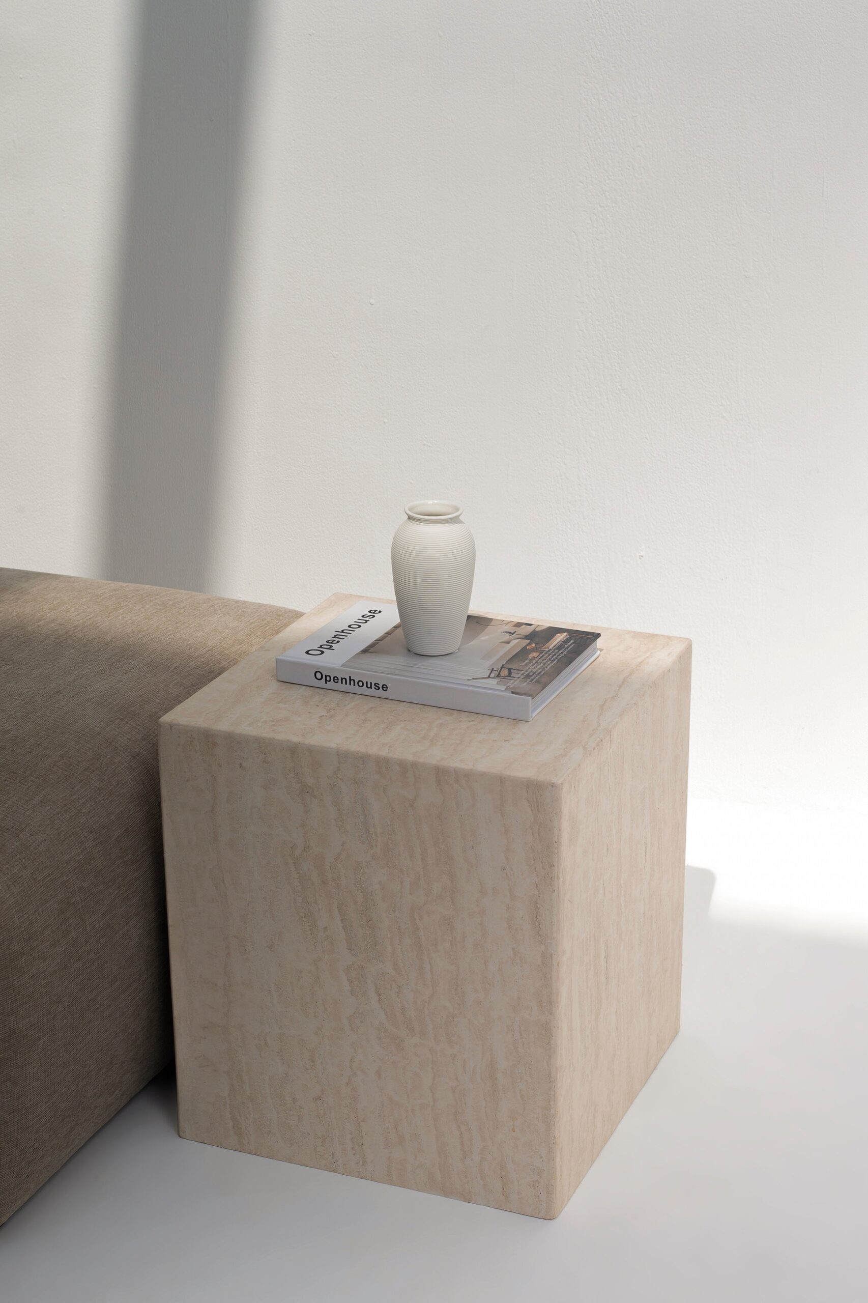 Sabine Travertine Cube Side Table