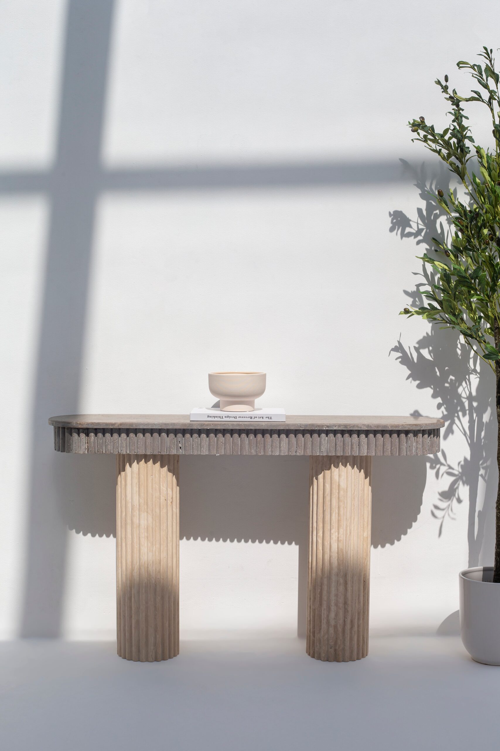 Celiora Grey Travertine Top Console Table