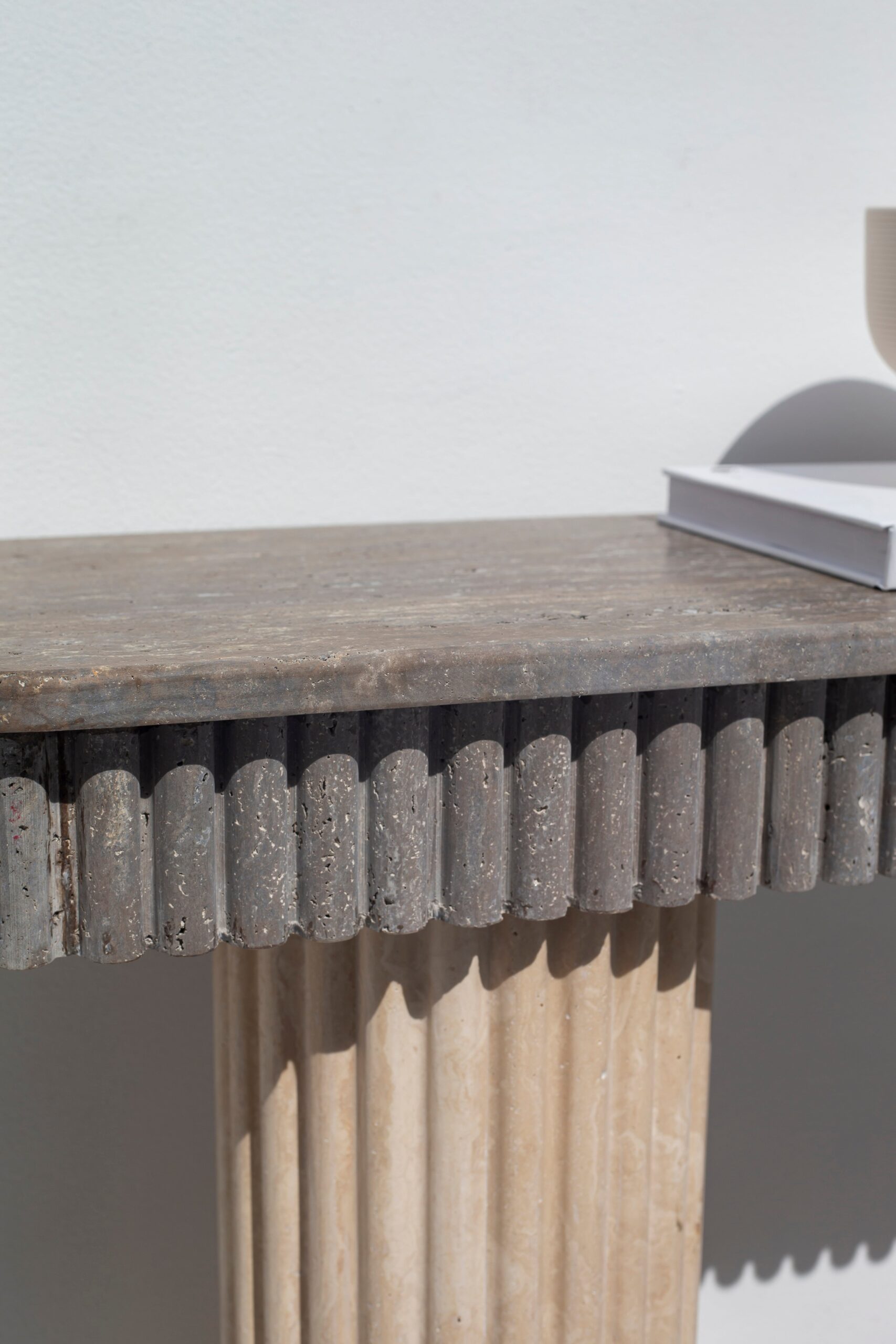 Celiora Grey Travertine Top Console Table - Image 2
