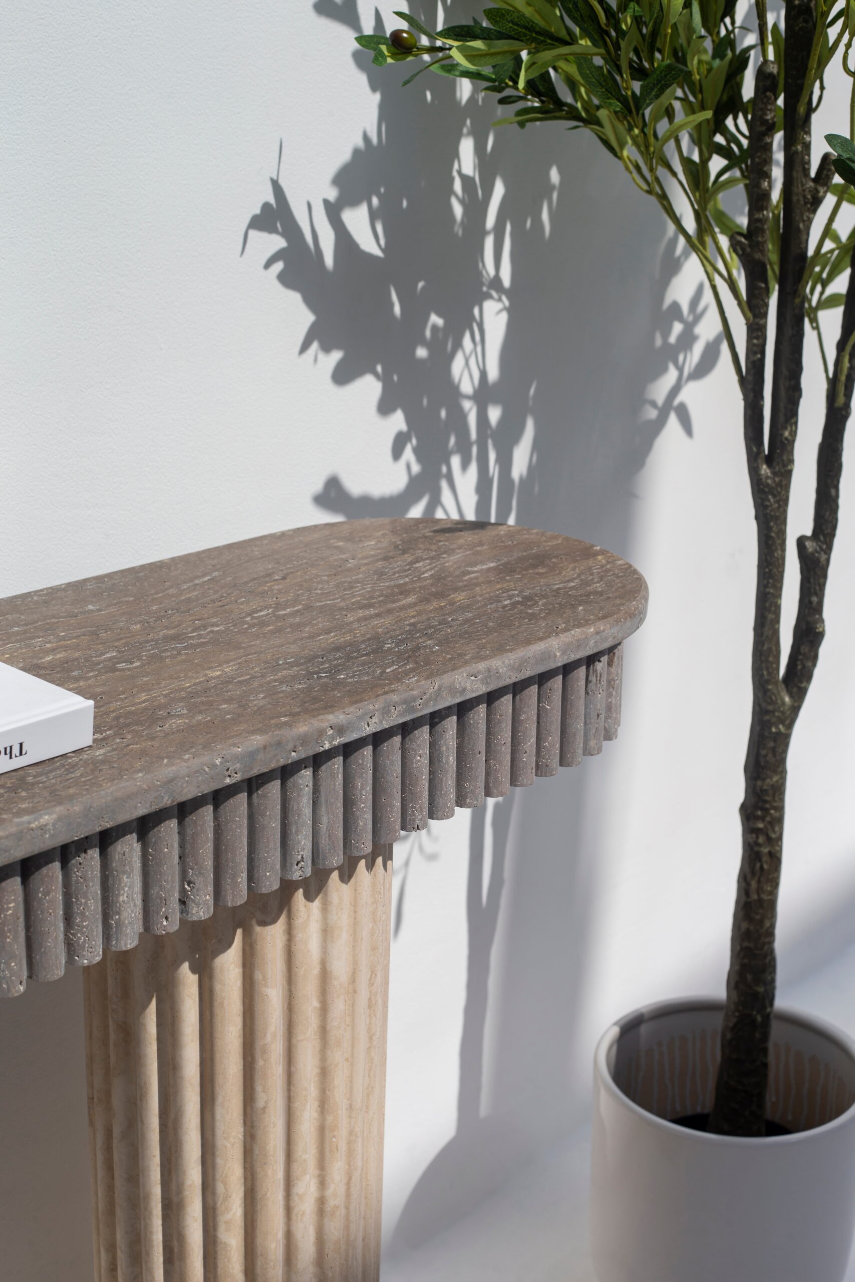 Celiora Grey Travertine Top Console Table - Image 4