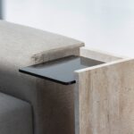 Anise Glass Top L-Shape Travertine Side Table