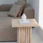 Zyra Travertine Top with Fluted Base Side Table