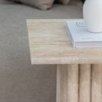 Zyra Travertine Top with Fluted Base Side Table