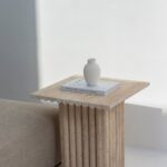 Zyra Travertine Top with Fluted Base Side Table