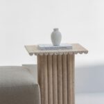 Zyra Travertine Top with Fluted Base Side Table