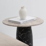 Alia Amazon Grey Marble Side Table With Black Marquina Base