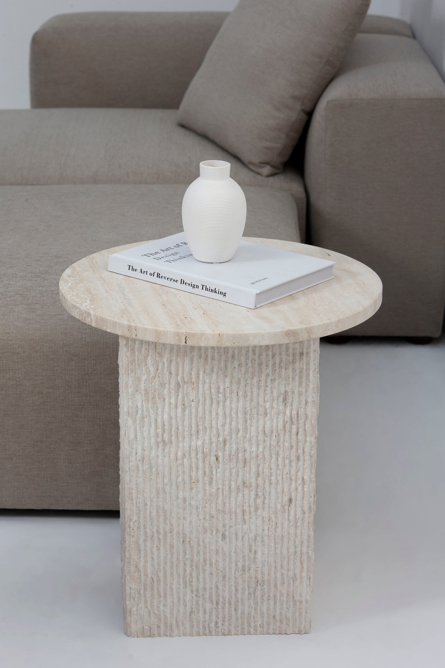 Lois Travertine Side Table With Oryx Base