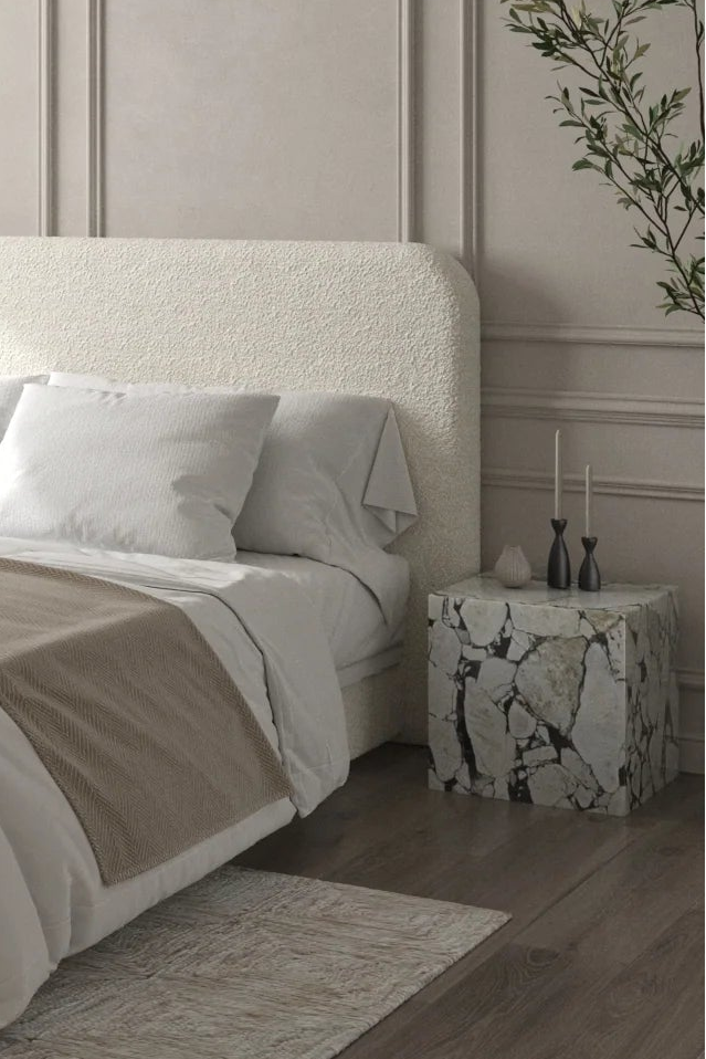Sabine Calacatta Viola Cube Marble Side Table