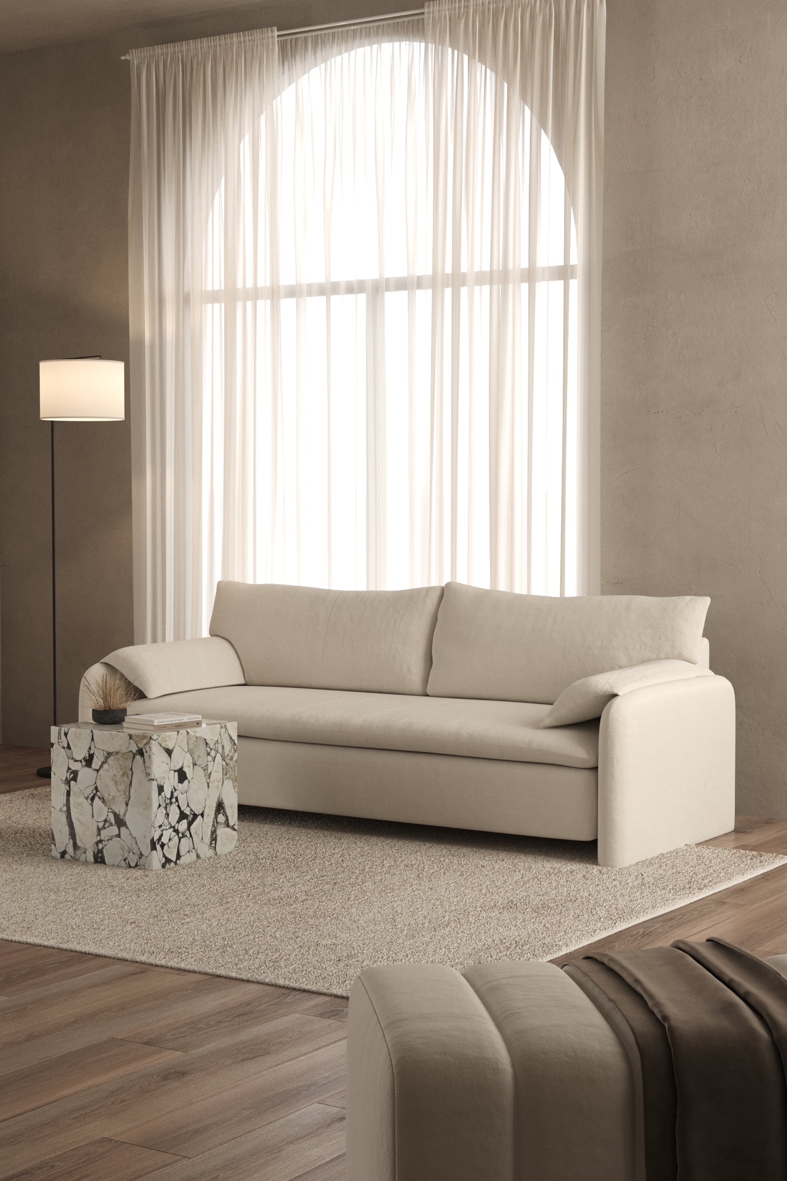 Sabine Calacatta Viola Cube Marble Side Table - Image 3