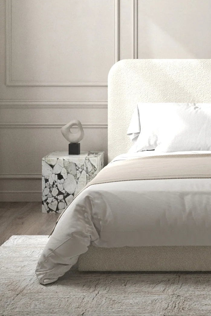 Sabine Calacatta Viola Cube Marble Side Table - Image 4