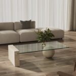 Adelaide Travertine & Glass Coffee Table