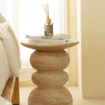Ambre Travertine Finish Concrete Side Table