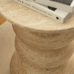 Ambre Travertine Finish Concrete Side Table