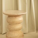 Ambre Travertine Finish Concrete Side Table