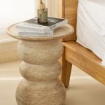 Ambre Travertine Finish Concrete Side Table