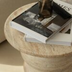 Ambre Travertine Finish Concrete Side Table