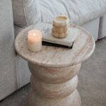 Ambre Travertine Finish Concrete Side Table