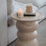 Ambre Travertine Finish Concrete Side Table