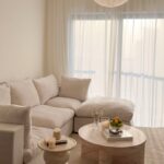 Ambre Travertine Finish Concrete Side Table