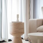Alpina Travertine Finish Concrete Side Table