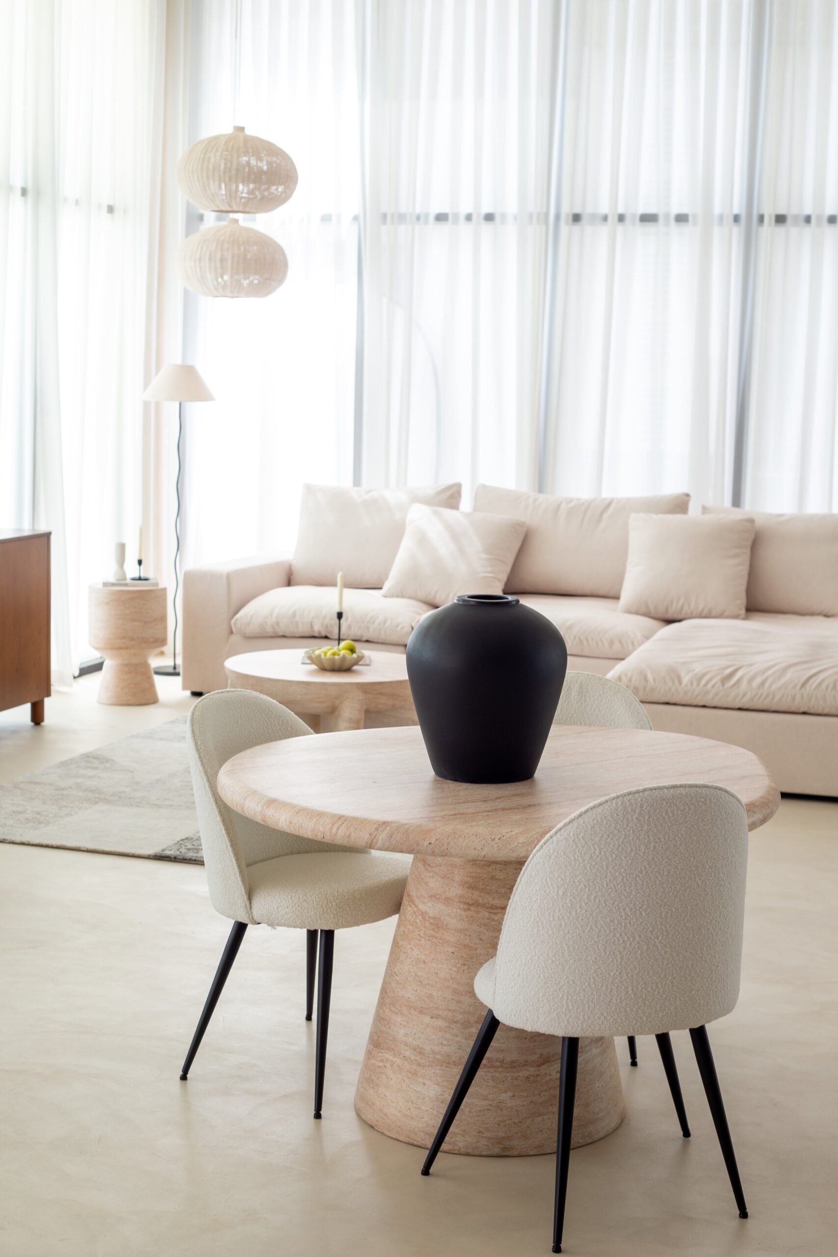 Alpina Travertine Finish Concrete Side Table - Image 8