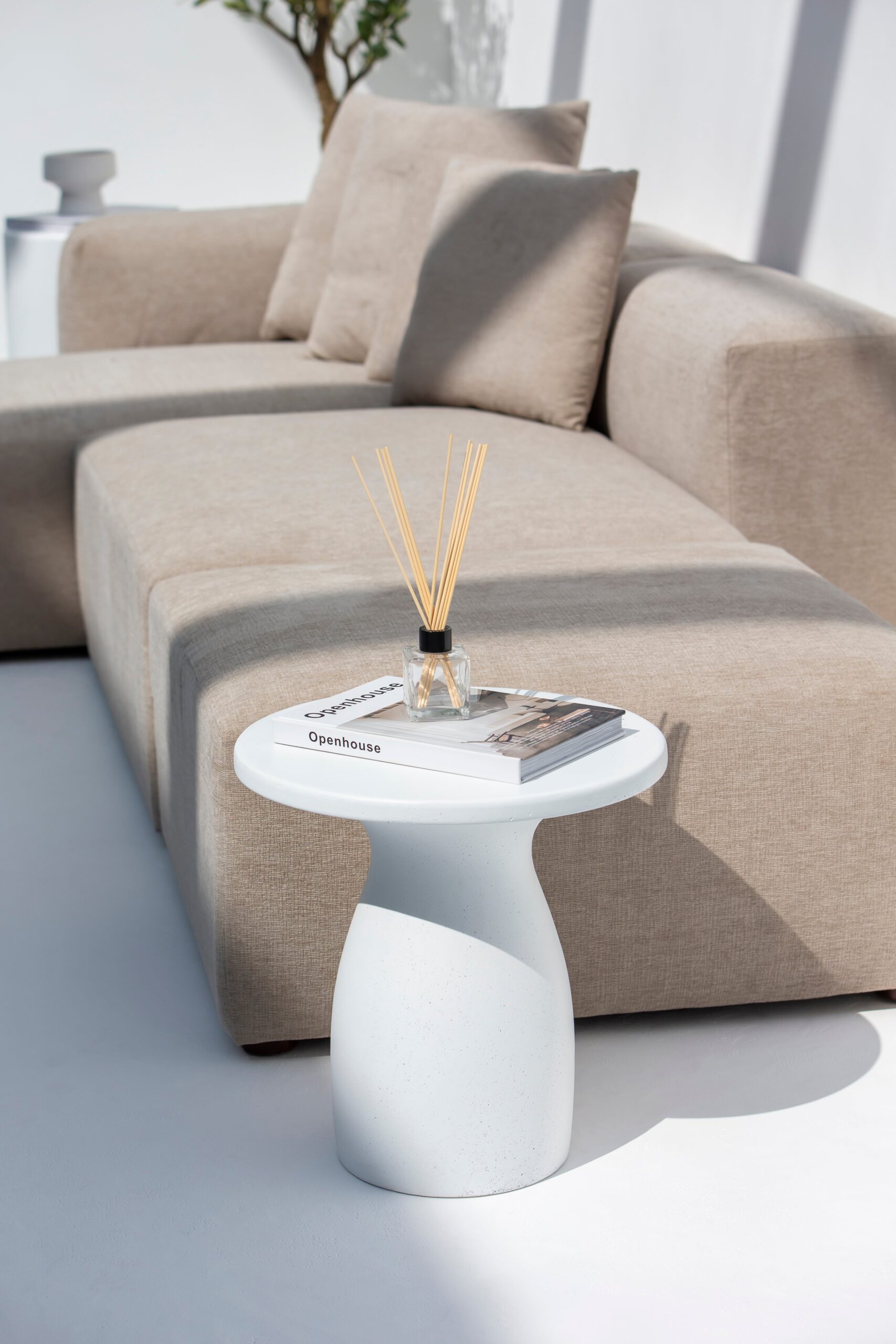 Brio White Concrete Side Table - Image 3