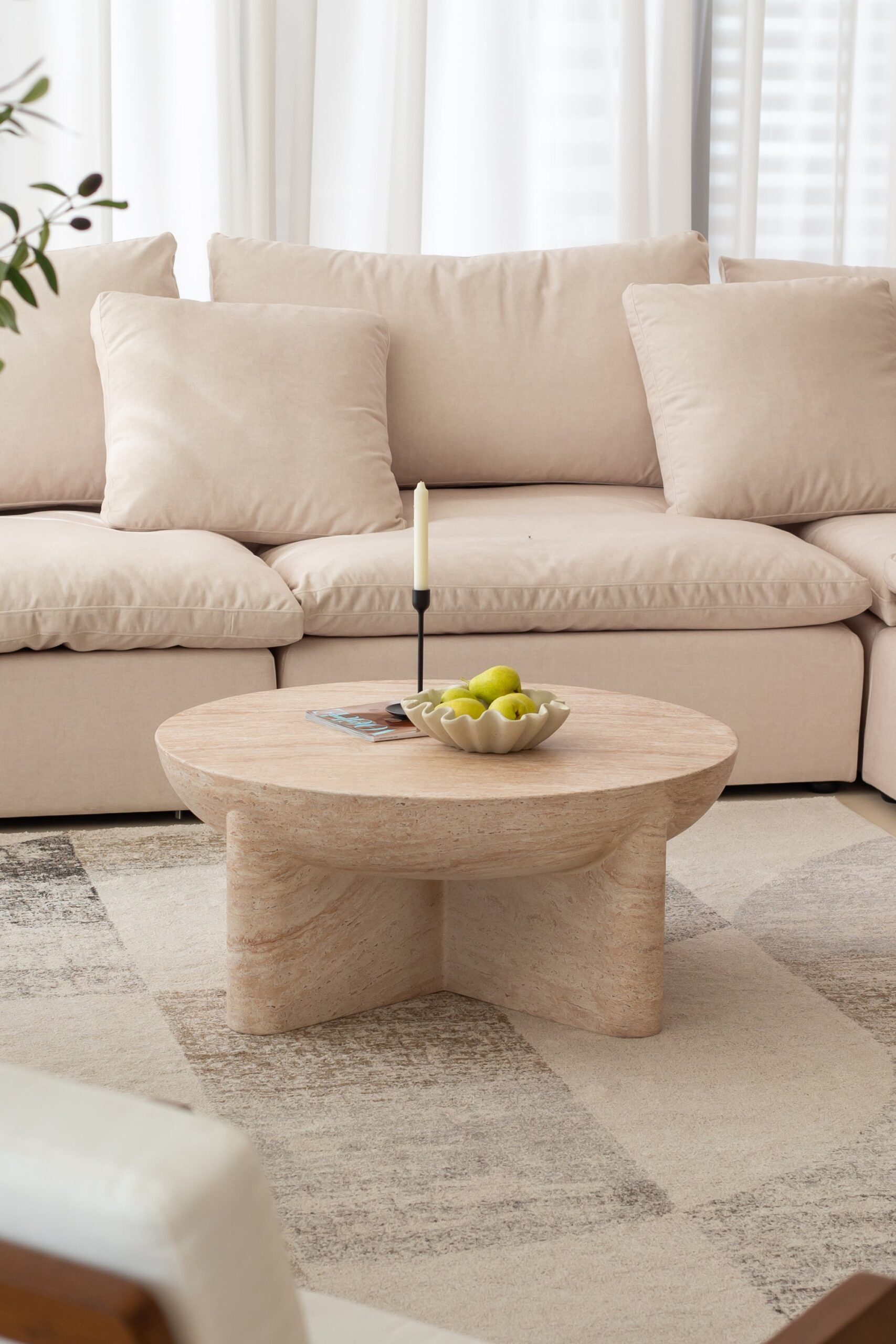 Morrison Travertine Finish Concrete Coffee Table