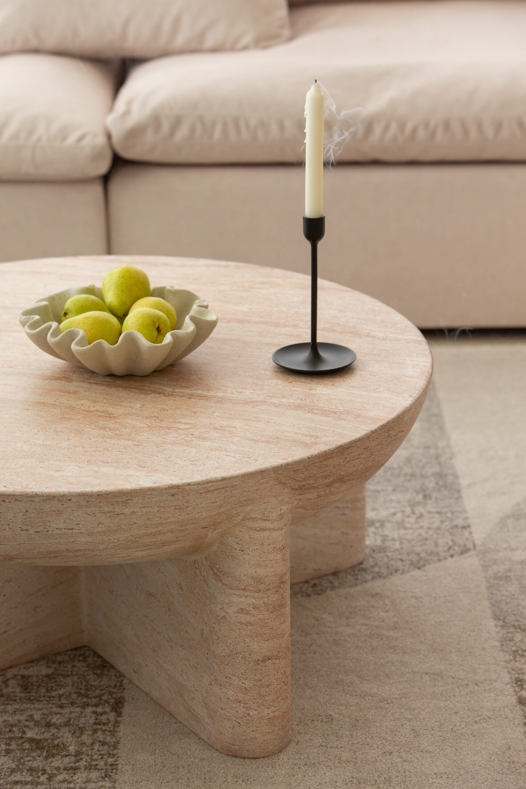 Morrison Travertine Finish Concrete Coffee Table - Image 3