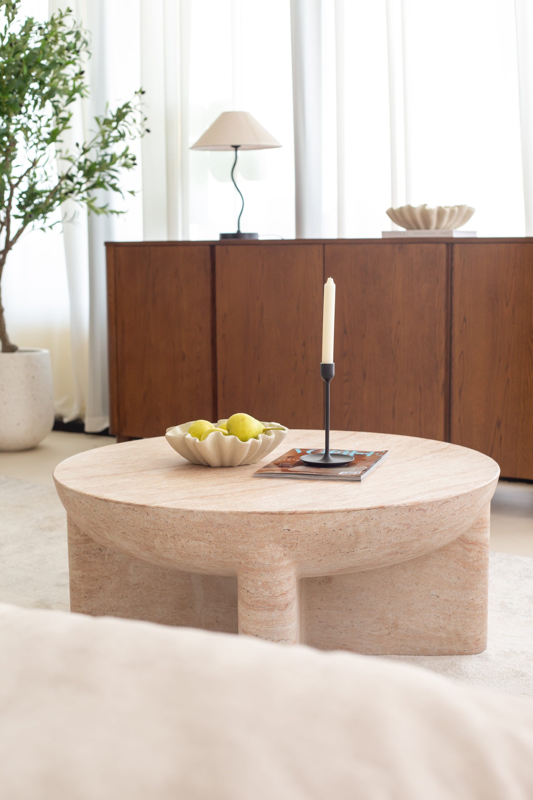 Morrison Travertine Finish Concrete Coffee Table - Image 6