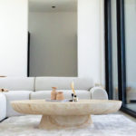Vista Travertine Finish Concrete Coffee Table