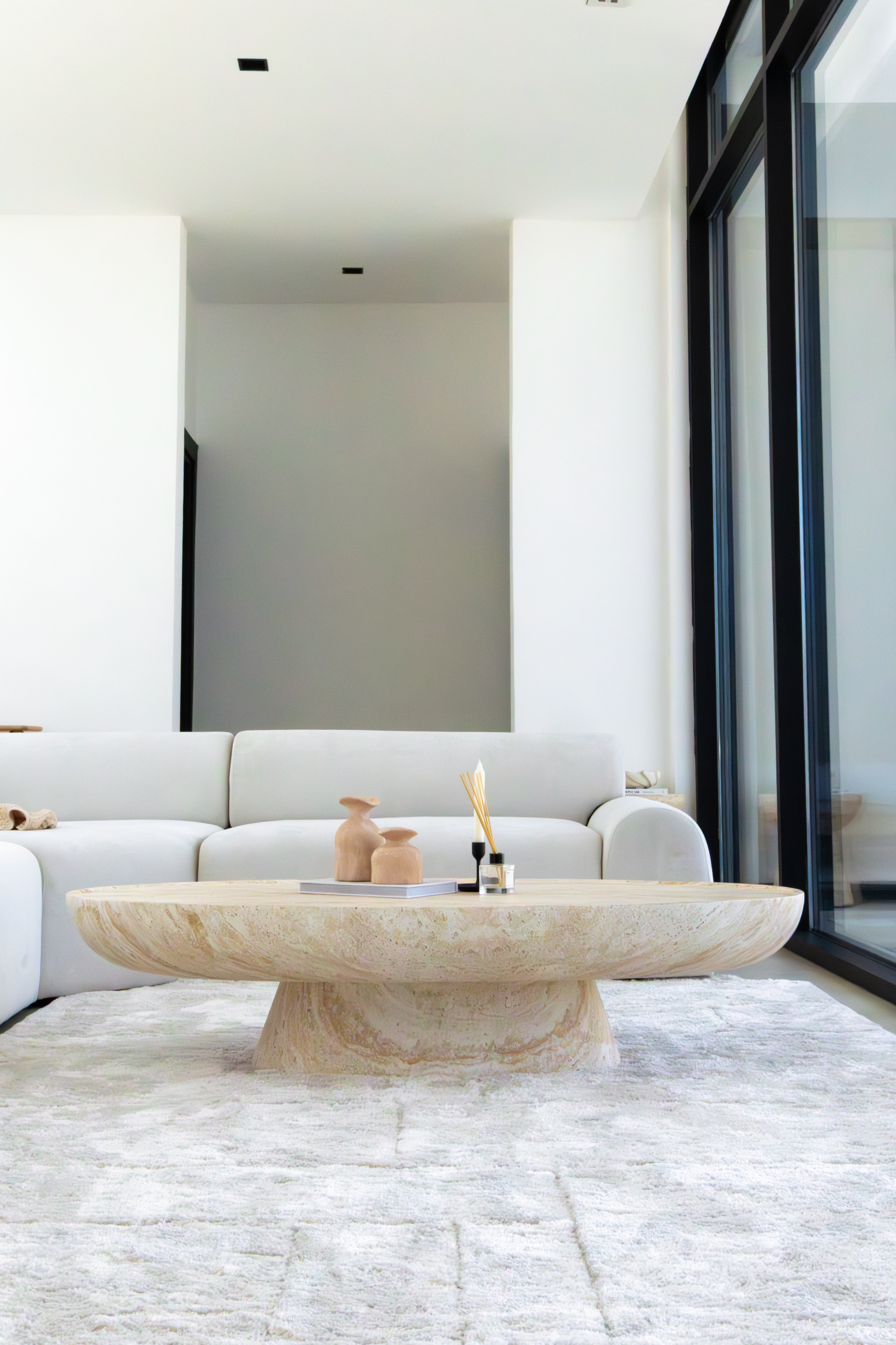 Vista Travertine Finish Concrete Coffee Table