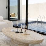 Vista Travertine Finish Concrete Coffee Table
