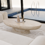 Vista Travertine Finish Concrete Coffee Table