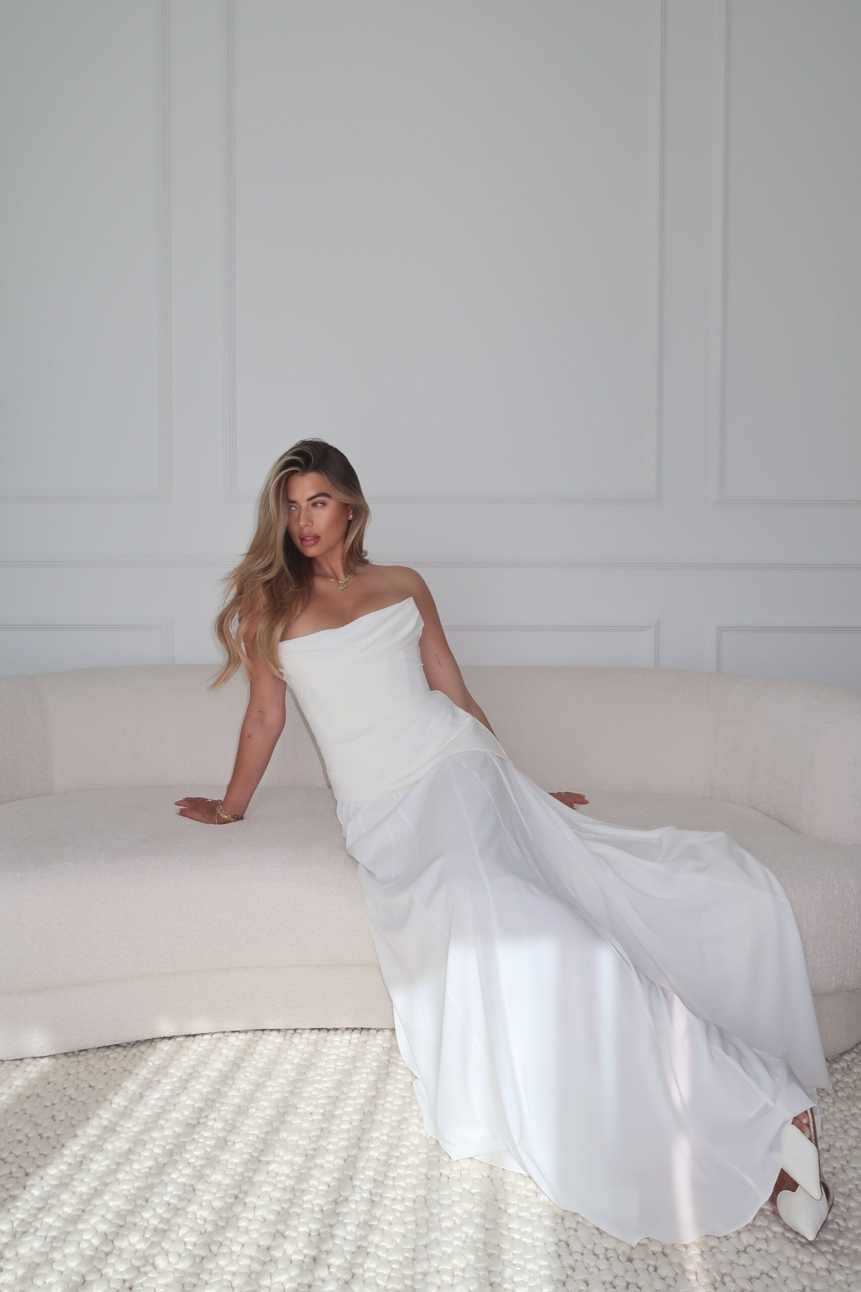 Aella Off White Bouclé 2 Seater Sofa - Image 6
