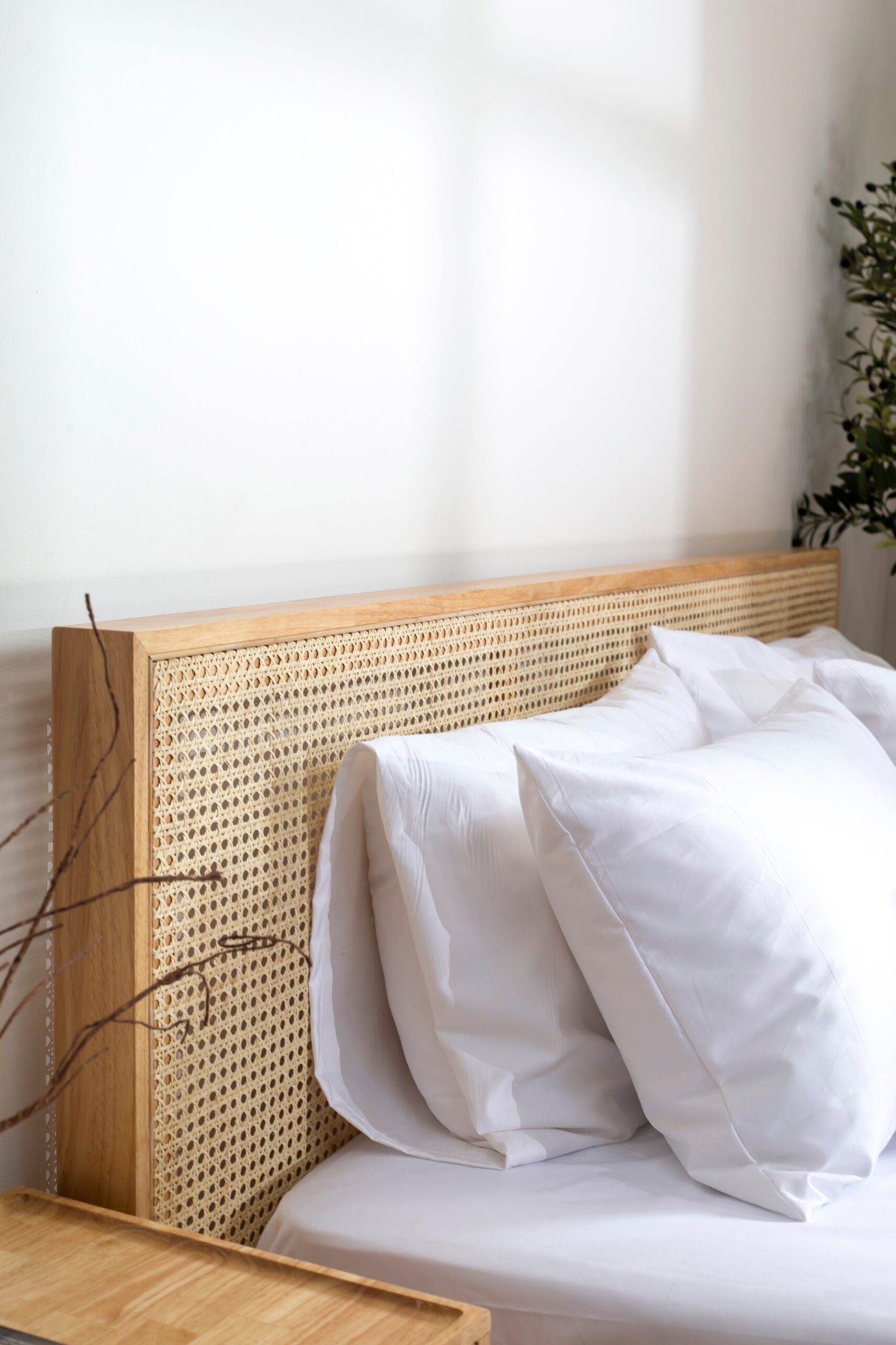 Midori Japanese Joinery Rattan Light Wood Bed - Image 4