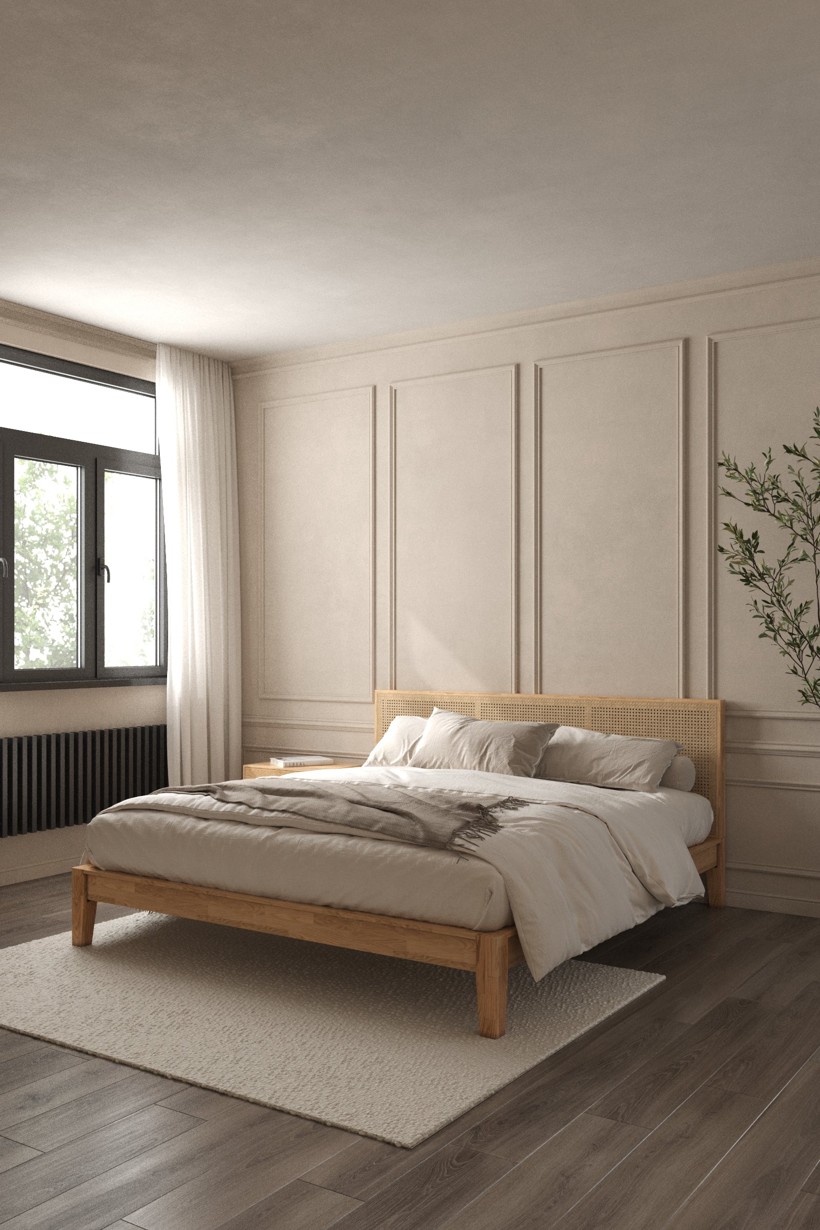 Midori Japanese Joinery Rattan Light Wood Bed - Image 6