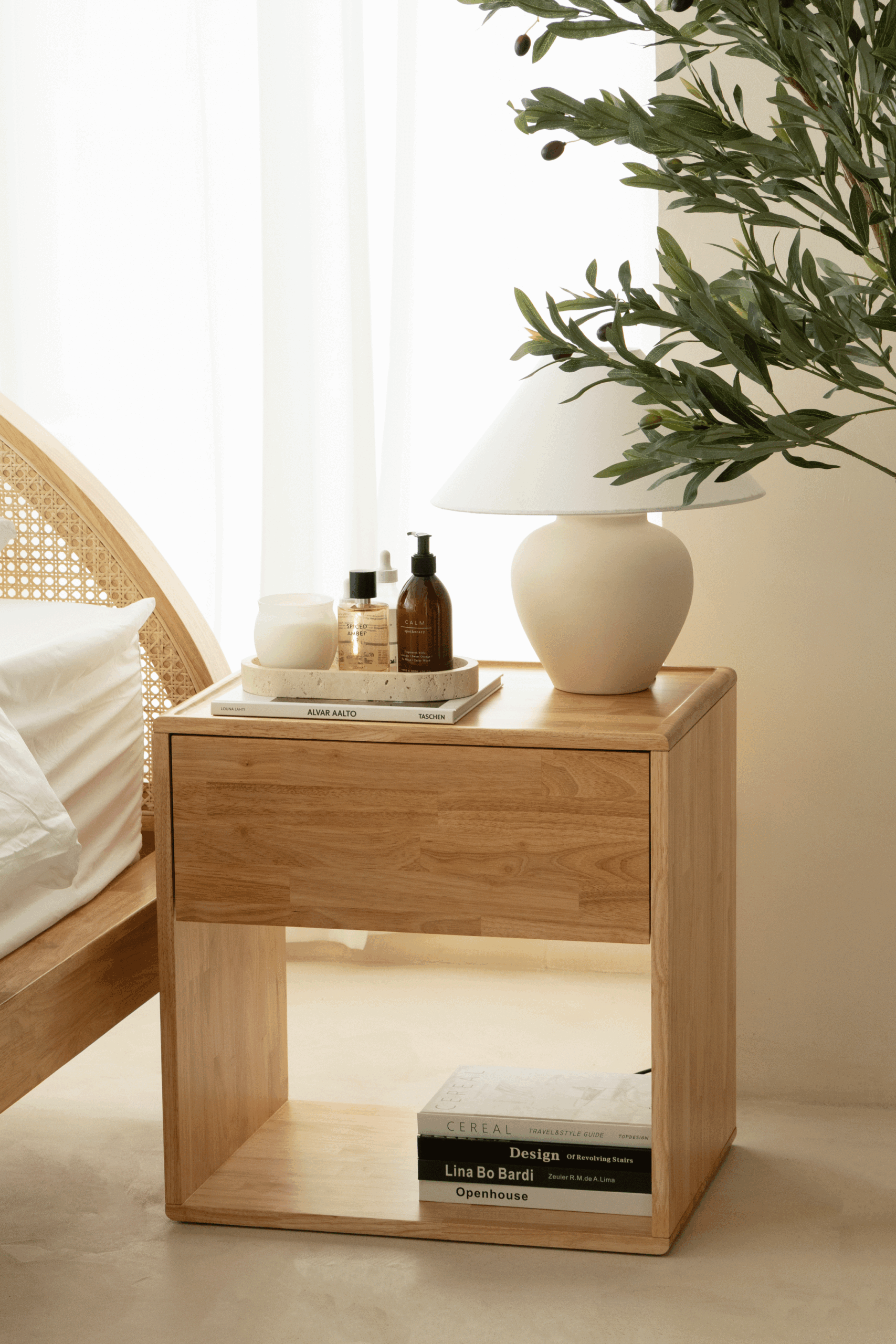 Reika Light Wood Bedside Table - Image 3