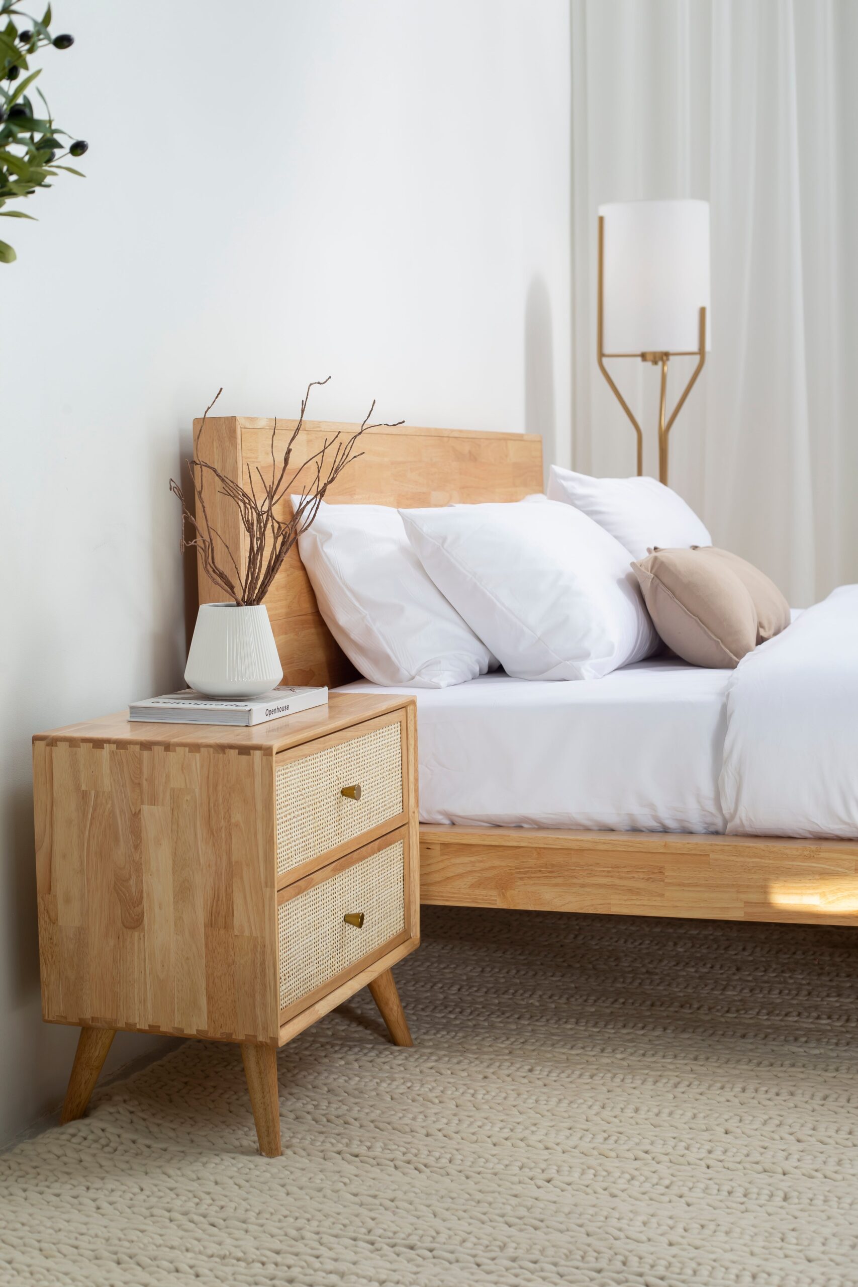 Rin Rattan Light Wood Bedside Table - Image 3