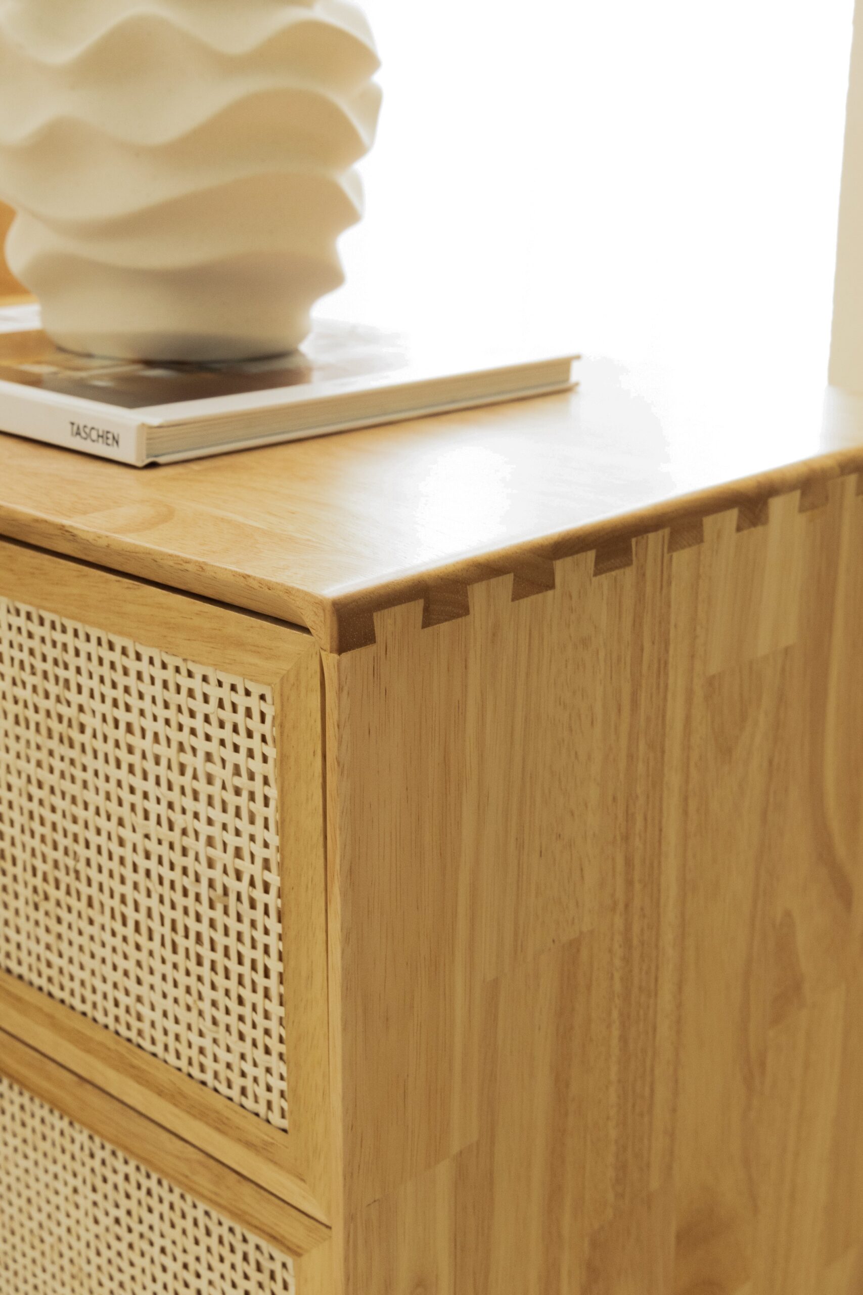 Rin Rattan Light Wood Bedside Table - Image 5