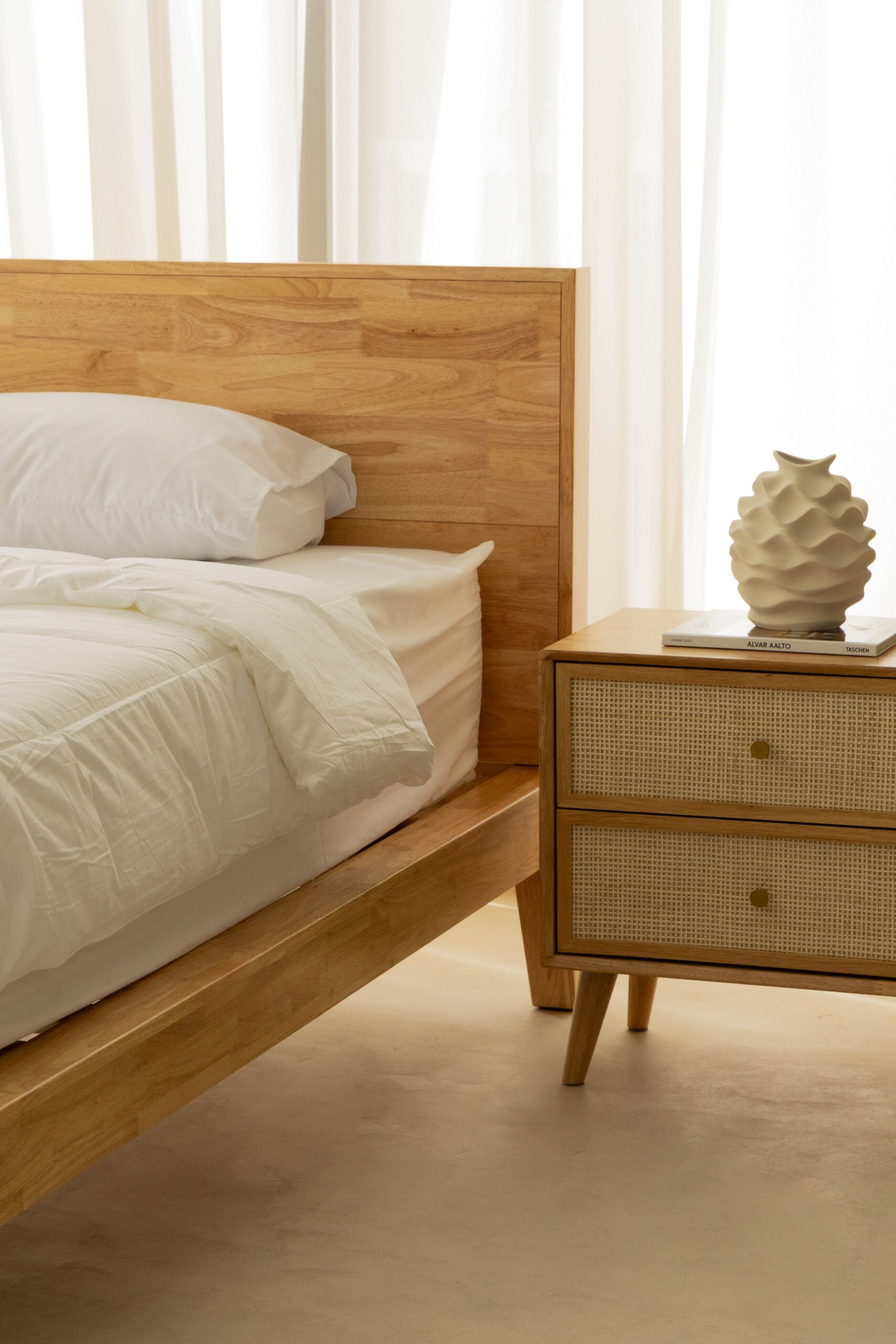 Rin Rattan Light Wood Bedside Table - Image 9