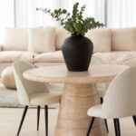Abigail Travertine Finish Concrete Dining Table