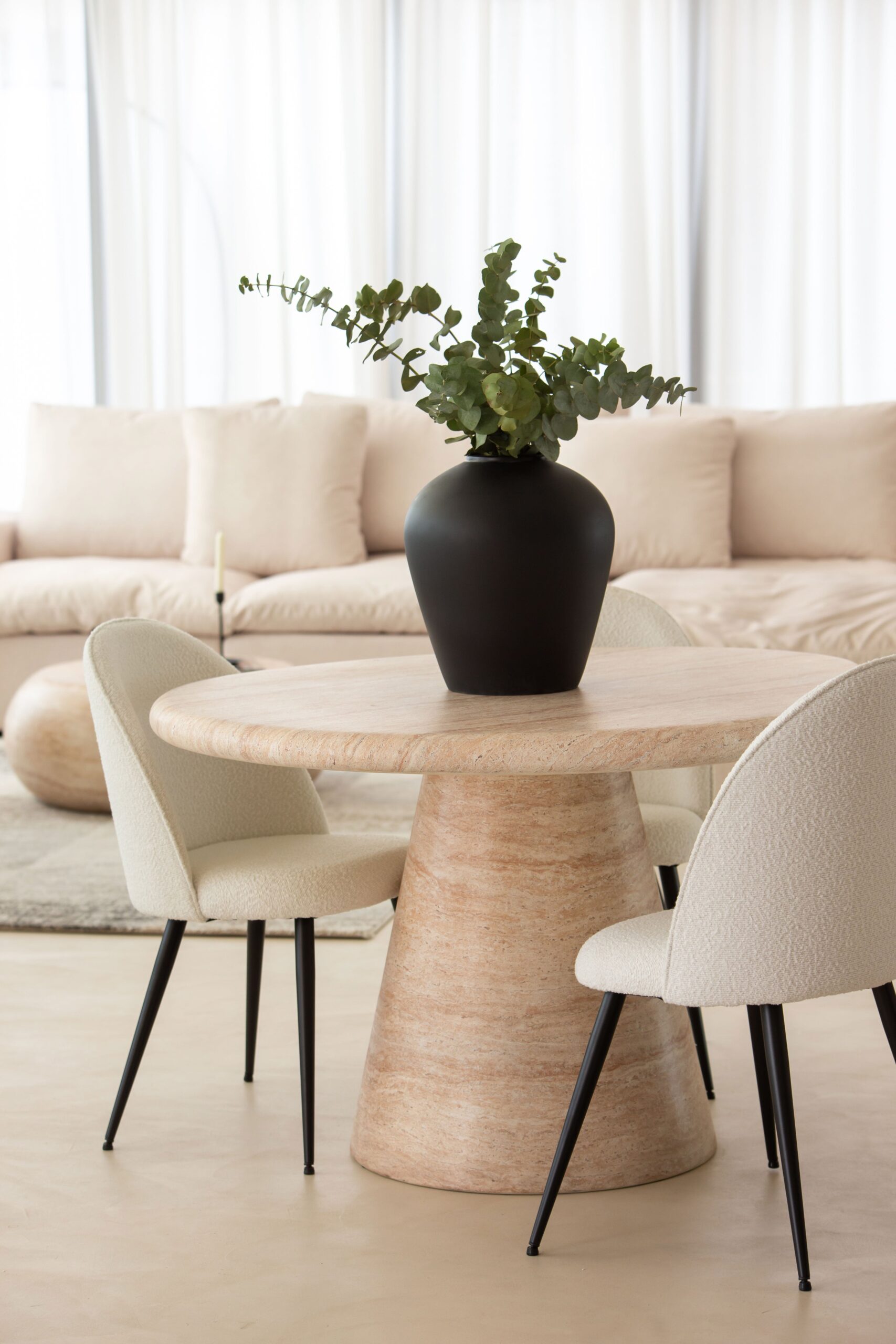 Abigail Travertine Finish Concrete Dining Table - Image 7