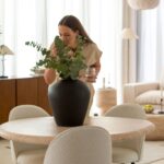 Abigail Travertine Finish Concrete Dining Table