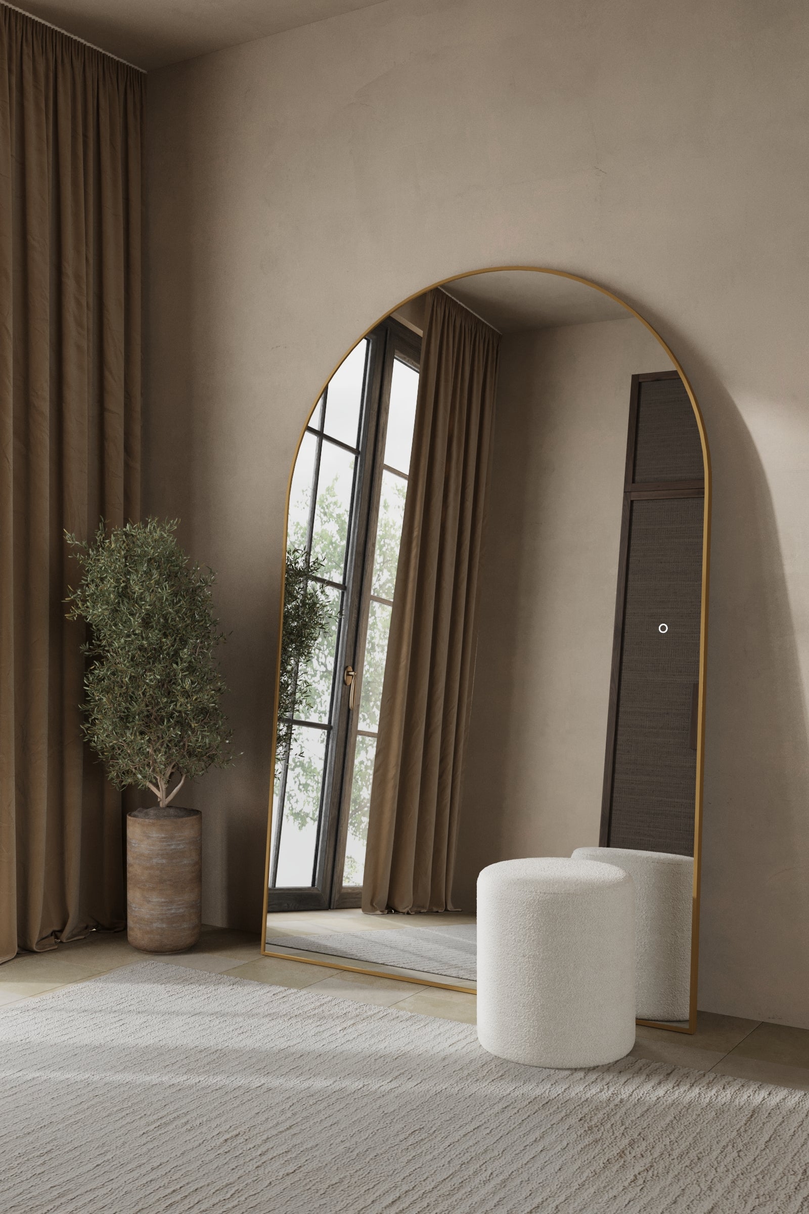 Alev Gold Arched LED Wall Mirror with Soft Backlighting - Image 3