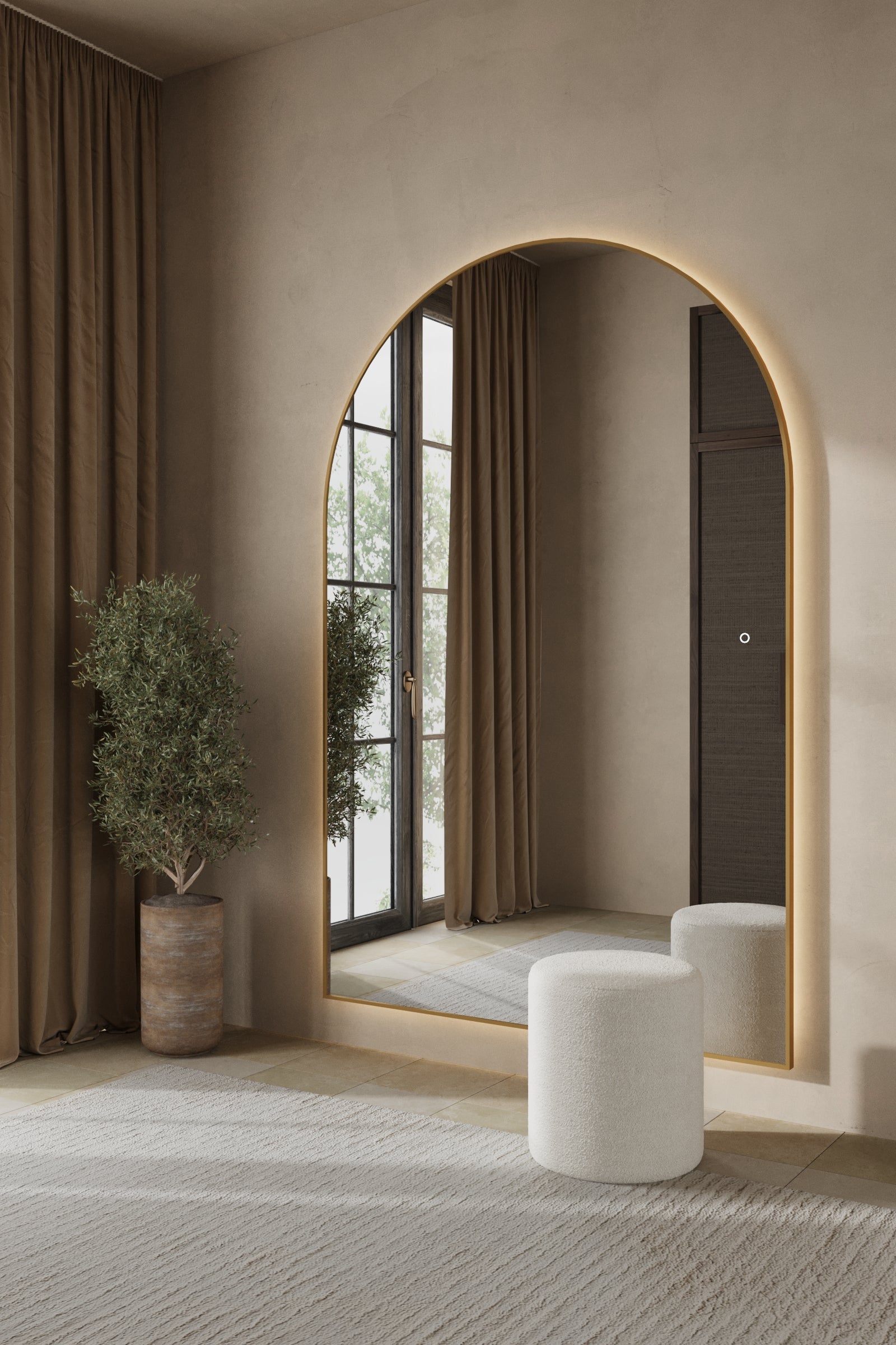 Alev Gold Arched LED Wall Mirror with Soft Backlighting - Image 4