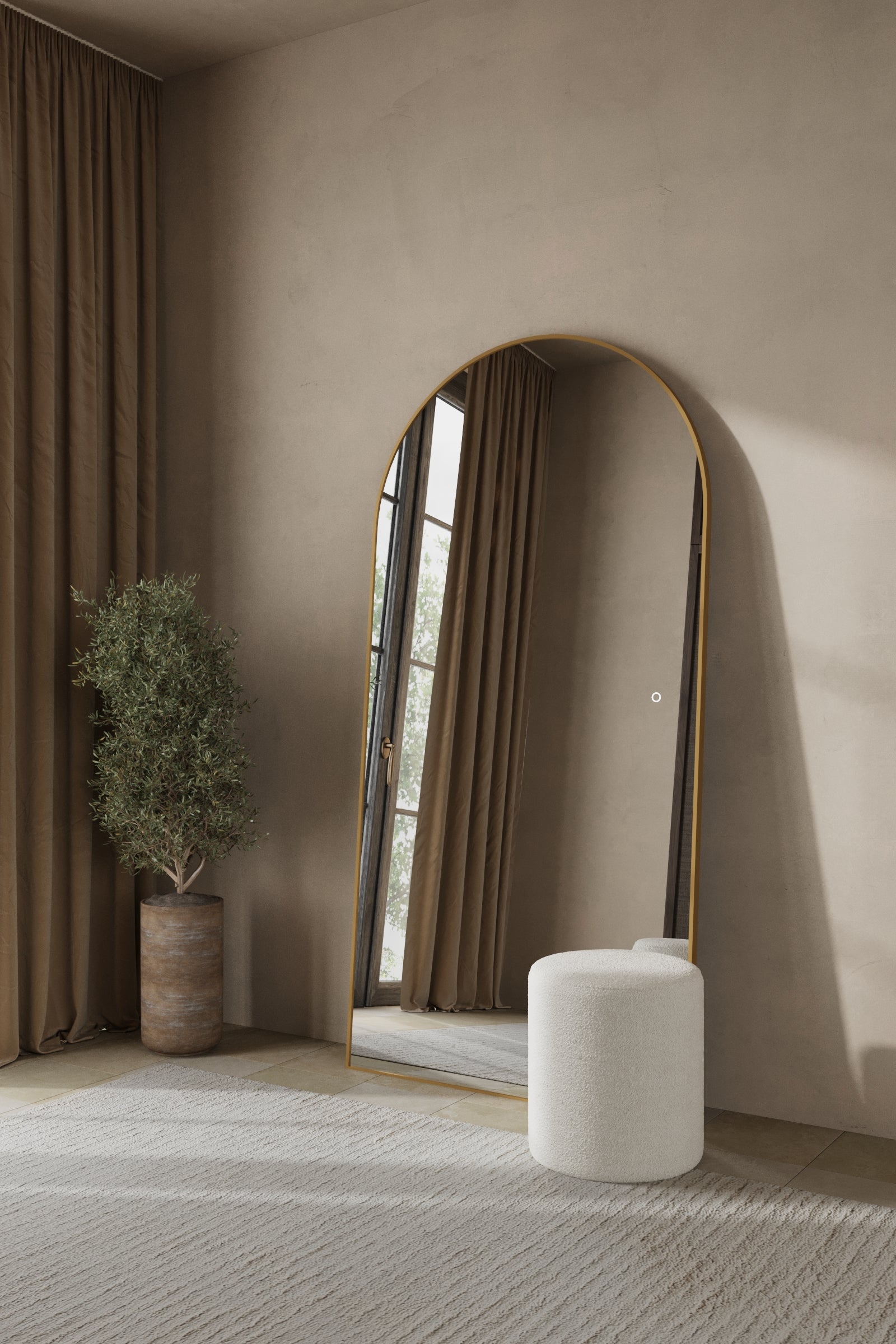 Alev Gold Arched LED Wall Mirror with Soft Backlighting - Image 7