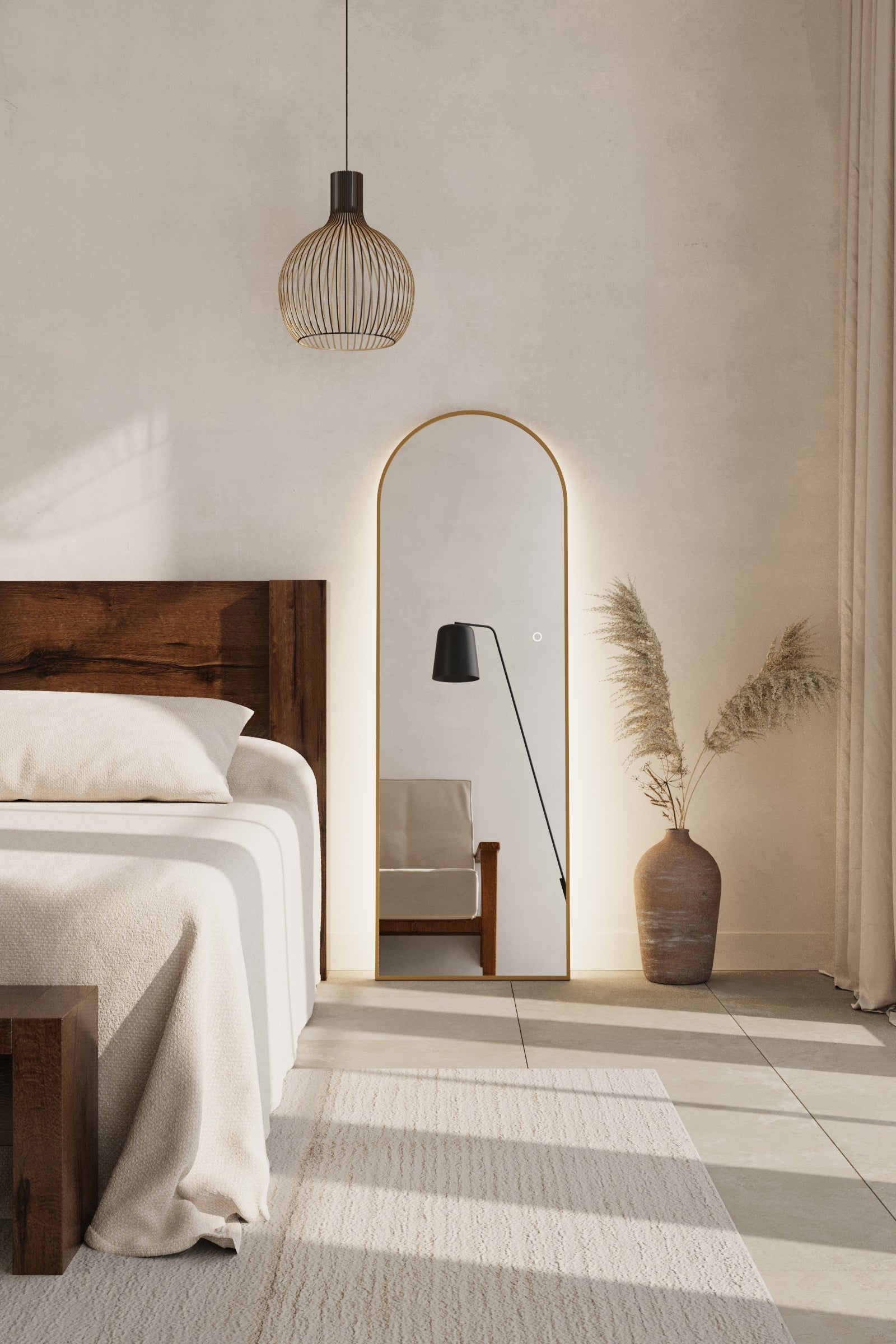 Alev Gold Arched LED Wall Mirror with Soft Backlighting - Image 10